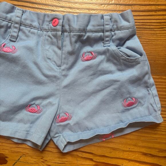 Pink light blue pink crab embroidered elastic waistband toddler shorts SIZE 3T - Picture 3 of 4